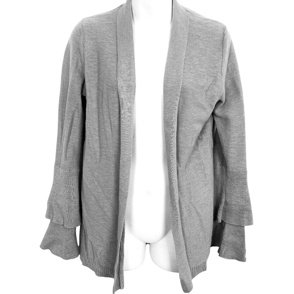 J Crew Womens Knit Open Cotton Gray H9492 Bell Sleeve Cardigan Sweater sz XS